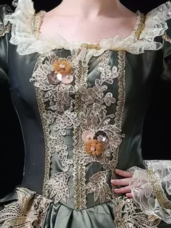 Rétro Costumes 2026 Femmes Dentelle Volant Bordé Robe Baroque Style Marie Antoinette Costume Masquerade Robe de Bal Déguisements Halloween