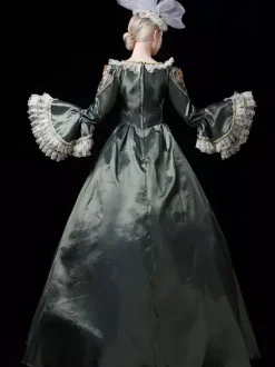 Rétro Costumes 2026 Femmes Dentelle Volant Bordé Robe Baroque Style Marie Antoinette Costume Masquerade Robe de Bal Déguisements Halloween
