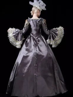 Rétro Costumes 2026 Femmes Dentelle Volant Bordé Robe Baroque Style Marie Antoinette Costume Masquerade Robe de Bal Déguisements Halloween