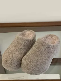 Sabots pour femmes bout rond sans bride mules d'hiver