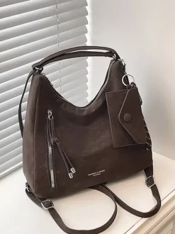 Sac à dos fourre-tout multi-usages en daim vintage à franges grande capacité convertible en sac à bandoulière