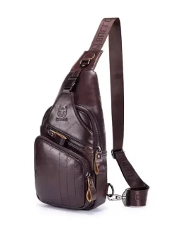 Sac à dos une pièce en cuir marron foncé pour homme
