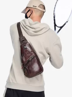 Sac à dos une pièce en cuir marron foncé pour homme