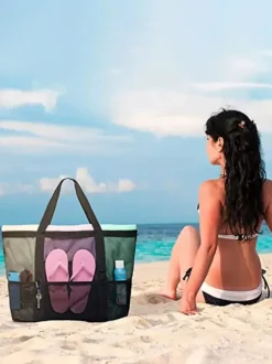 Sac de plage en maille grande capacité sac de voyage multifonctionnel sac de rangement à bandoulière portable 2026