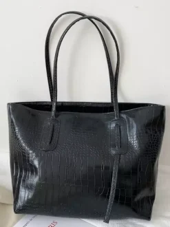 Sac fourre-tout à motif crocodile en similicuir grande capacité pour femme 2026