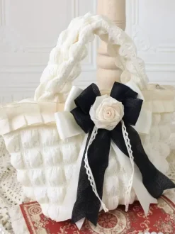 Sac Lolita Style Rococo Beige Polyester Rose Motif Arc Polyester Sac à Main Accessoires Lolita