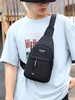 Sac pour hommes Sac de messager en nylon gris