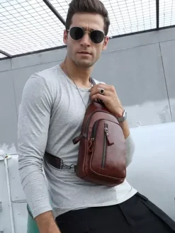 Sac Bandoulière Accessoires De Sport Marron Foncé Sac D'affaire Hommes