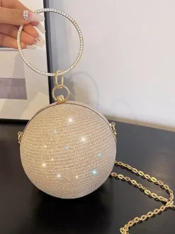 Sac à bandoulière à billes avec chaîne Sac à main de soirée brillant pour femme 2026