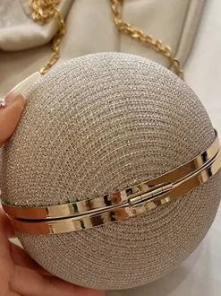 Sac à bandoulière à billes avec chaîne Sac à main de soirée brillant pour femme 2026