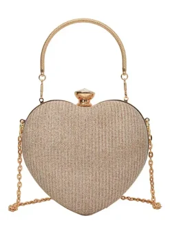 Sac à bandoulière en forme de c艙ur avec chaîne et pochette de fête brillante pour femme 2026
