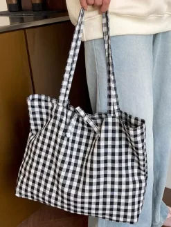 Sac à bandoulière léger à carreaux pour les vacances d'été idéal pour le shopping au quotidien.