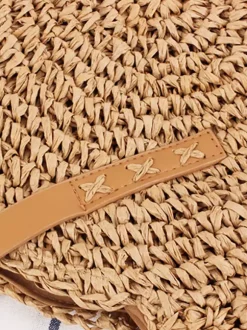 Sac à bandoulière rond creux en corde de papier tissé pour femme 2026