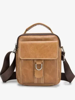 Sac Bandoulière Sport Marron Clair à Lacet Boucle Hommes Sac Cartable D'affaire