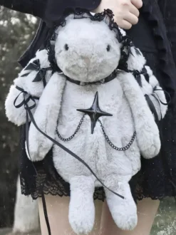 Sac gothique Lolita avec n艙uds en Spandex blanc sac à bandoulière en dentelle et fibre de Polyester accessoires Lolita