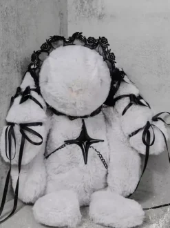 Sac gothique Lolita avec n艙uds en Spandex blanc sac à bandoulière en dentelle et fibre de Polyester accessoires Lolita