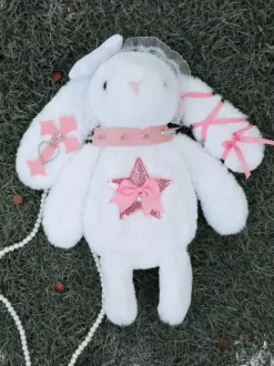 Sac gothique Lolita avec n艙uds en Spandex blanc sac à bandoulière en dentelle et fibre de Polyester accessoires Lolita