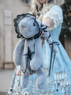 Sac gothique Lolita avec n艙uds en Spandex blanc sac à bandoulière en dentelle et fibre de Polyester accessoires Lolita