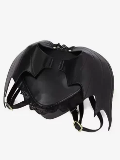 Sac gothique Lolita en cuir PU noir sac à dos en dentelle à volants accessoires Lolita