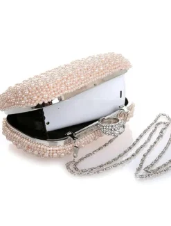 Sac à main de mariage rose clair sac à main perles paillettes en alliage