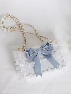 Sac à main Sweet Lolita avec n艙uds en Organza rose sac à main en dentelle et fibre de Polyester accessoires Lolita