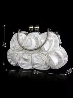 Sacs à main de mariage Accessoires de mariage Sac à main de mariée Fleurs plissées