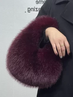 Sacs Pour Femmes Noir Sac À Main En Fausse Fourrure Chic