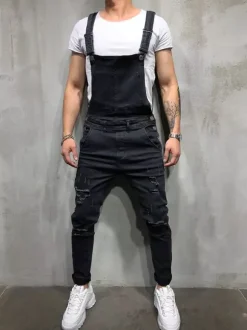 Salopettes en jean pour hommes vêtements de travail combinaisons cargo