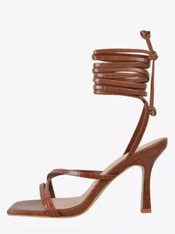 Sandales à lacets pour femmes talons hauts bout ouvert brides