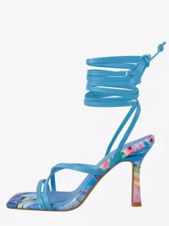 Sandales à lacets pour femmes talons hauts bout ouvert brides
