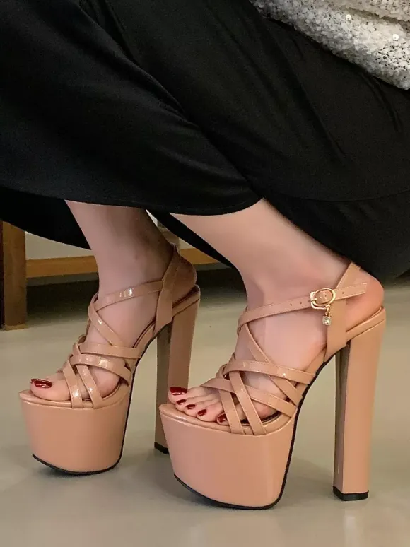 Sandales à plateforme sexy pour femmes à talons hauts et bout ouvert