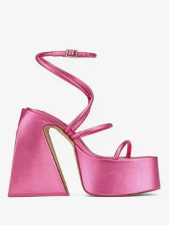 Sandales à talons blocs et plateforme bout carré chaussures de soirée à lanières