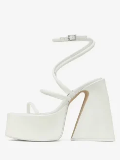 Sandales à talons blocs et plateforme bout carré chaussures de soirée à lanières
