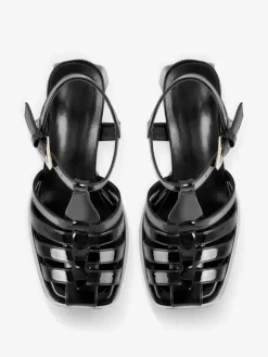 Sandales à talons blocs noires chaussures à talons hauts découpés à plateforme