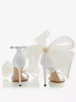 Sandales à Talons Hauts avec Bout Ouvert avec Noeud Unicolore