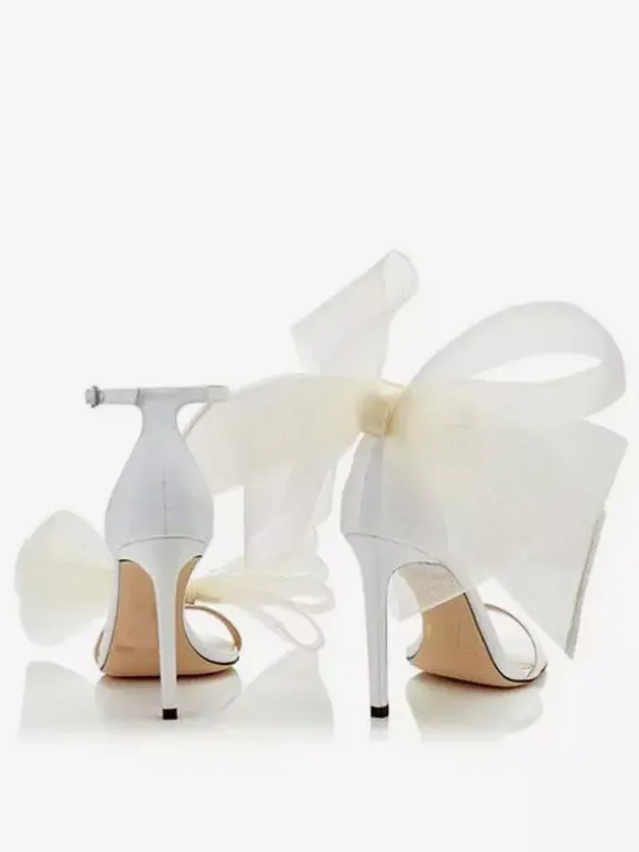 Sandales à Talons Hauts avec Bout Ouvert avec Noeud Unicolore