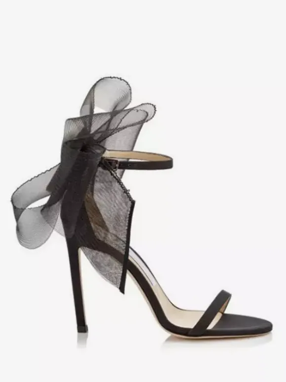 Sandales à Talons Hauts avec Bout Ouvert avec Noeud Unicolore