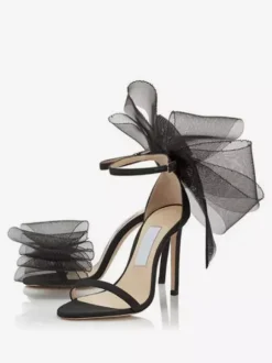 Sandales à Talons Hauts avec Bout Ouvert avec Noeud Unicolore