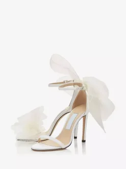 Sandales à Talons Hauts avec Bout Ouvert avec Noeud Unicolore