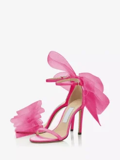 Sandales à Talons Hauts avec Bout Ouvert avec Noeud Unicolore