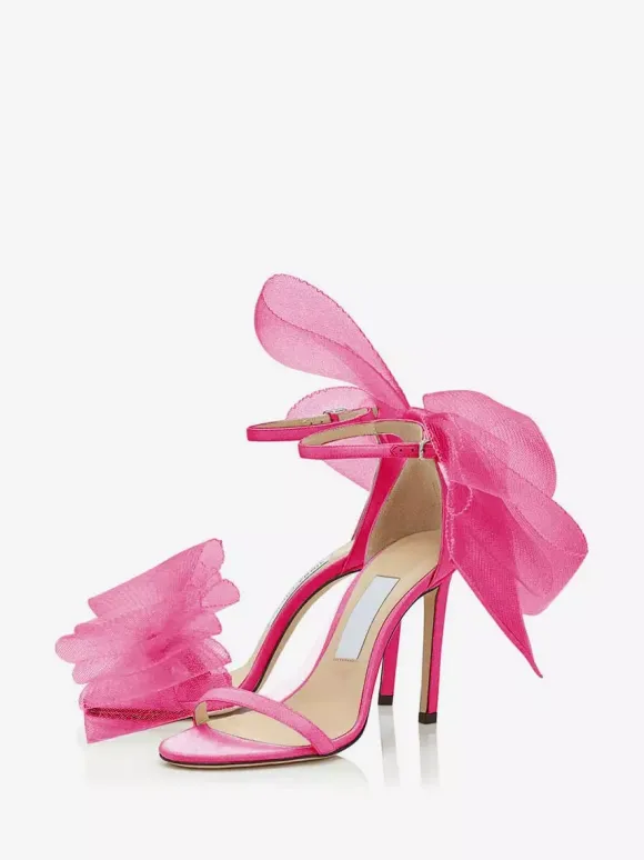 Sandales à Talons Hauts avec Bout Ouvert avec Noeud Unicolore