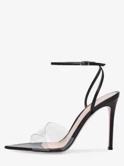 Sandales à talons hauts couleur chair bout ouvert chaussures habillées à talons aiguilles transparents
