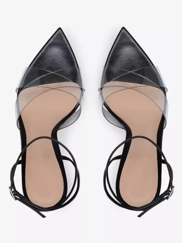 Sandales à talons hauts couleur chair bout ouvert chaussures habillées à talons aiguilles transparents