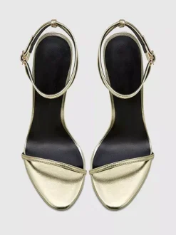 Sandales à talons hauts dorées à bout ouvert et talon aiguille Chaussures de fête