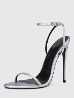 Sandales à talons hauts dorées à bout ouvert et talon aiguille Chaussures de fête