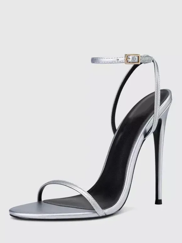 Sandales à talons hauts dorées à bout ouvert et talon aiguille Chaussures de fête