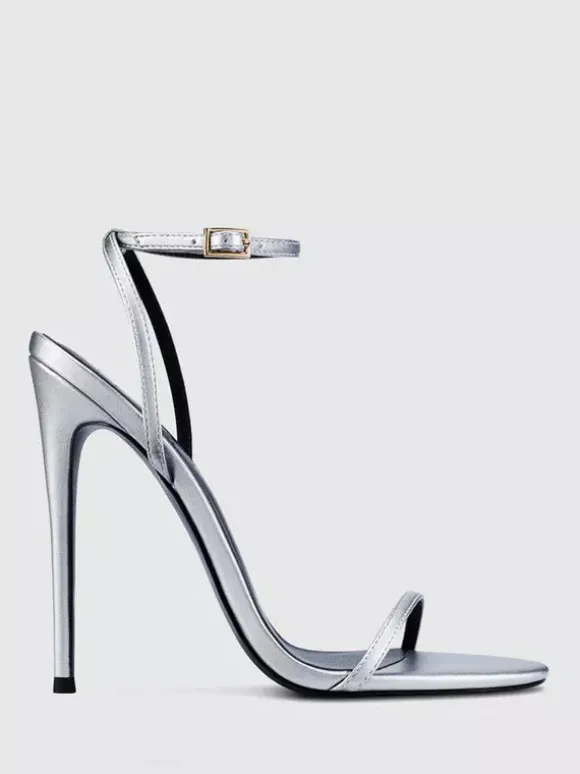 Sandales à talons hauts dorées à bout ouvert et talon aiguille Chaussures de fête
