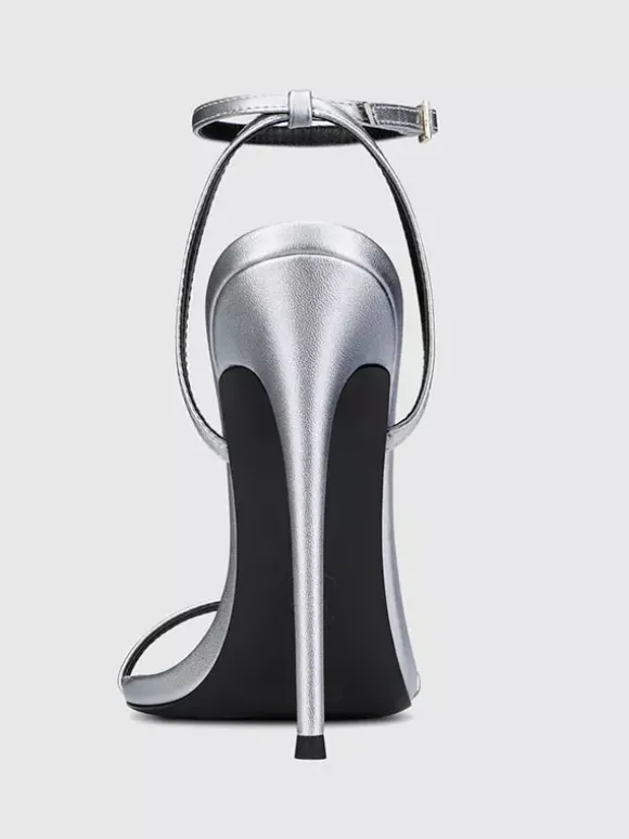 Sandales à talons hauts dorées à bout ouvert et talon aiguille Chaussures de fête