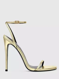 Sandales à talons hauts dorées à bout ouvert et talon aiguille Chaussures de fête