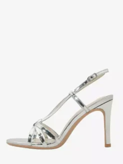 Sandales à talons hauts dorées pour femmes bout ouvert à brides chaussures de soirée
